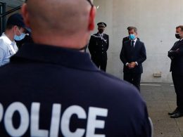 Rencontre d'Emmanuel Macron et Gérald Darmanin avec la police de Montpellier, image du Parisien