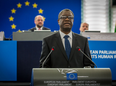 Denis Mukwege au Parlement Européen pour la remise de son prix Shakarov en 2014