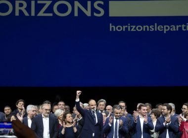 Édouard Philippe, le 9 octobre 2021, lors de son meeting au Havre pour le lancement de son parti "Horizons"