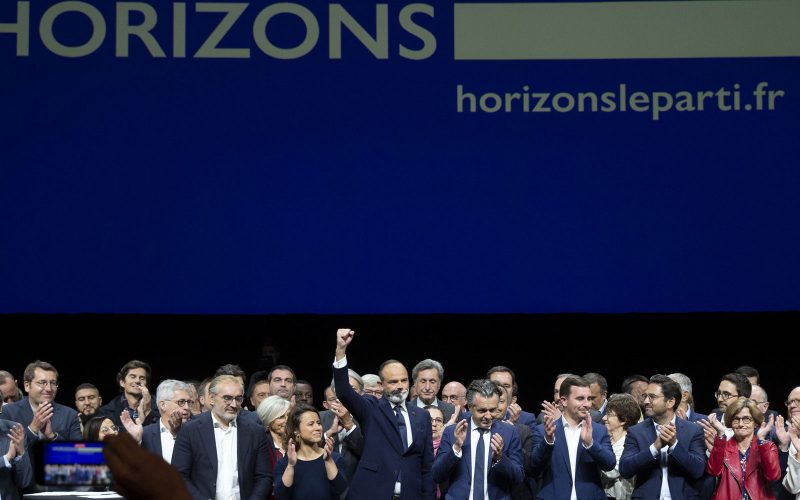 Édouard Philippe, le 9 octobre 2021, lors de son meeting au Havre pour le lancement de son parti "Horizons"