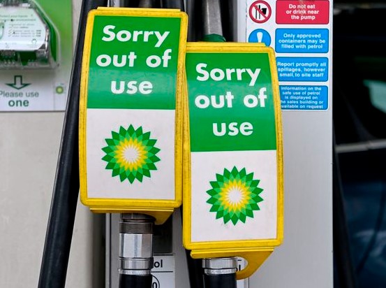 Pumps of an out-of-service gas station in London