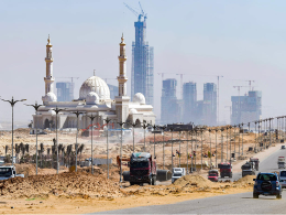 Photo du chantier de la nouvelle capitale administrative en mars 2021. Crédit photo : Ahmed Hasan pour l’AFP