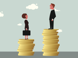 Dessin symbolique représentant les inégalités salariales en France entre un homme et une femme exerçant le même emplois.
