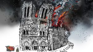 Cathédrale Notre-Dame Brûle Affiche