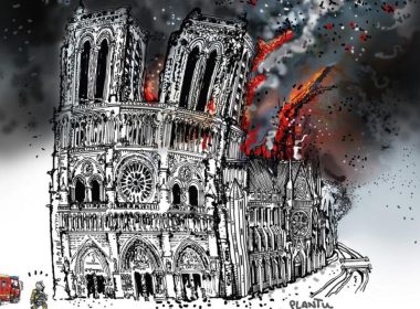 Cathédrale Notre-Dame Brûle Affiche