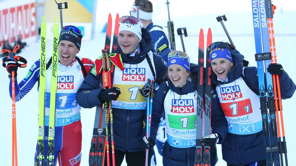 l'équipe de France décroche la médaille d'or lors du relais mixte des Championnats du monde. (source: Eurosport)