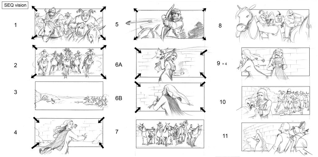 Planche de storyboard de Marie Eynard pour Benedetta, de Paul Verhoeven (2021)