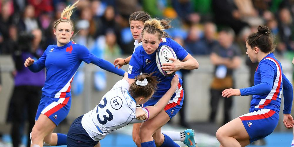 Marine Ménager face à l’Écossaise Meryl Smith lors du match entre l’Écosse et la France le 10 avril 2022 (source : AFP)