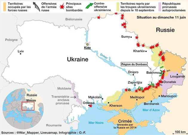 La situation en Ukraine le 11 juin 2023 par Ouest France.