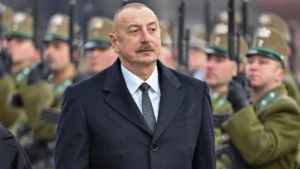 Azerbaijani President Ilham Aliyev in Budapest in 30 January 2023 Photo credit: Attila Kisbenedek, AFP