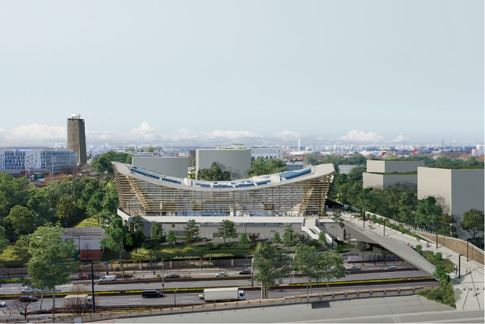 Le Centre Aquatique Olympique de Saint Denis pour les JO 2024. (source: Architecture VenhoevenCS & Ateliers 234 Image Proloog)