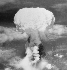 The United States drops an atomic bomb on Nagasaki (Japan), Japan three days after dropping one on Hiroshima. Japan would surrender five days later, ending World War II.