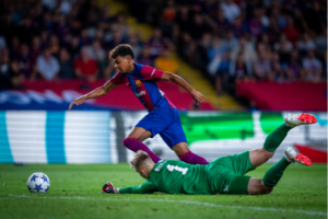 Lamine Yamal sous les couleurs du FC Barcelone. (Source : Sara Gordon / FC Barcelone)