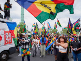 Le drapeau de la Nouvelle Calédonie lors des manifestations du 1er mai 2024 à Paris (Getty Images)