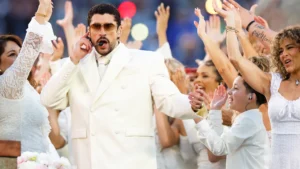 Bad Bunny lors du spectacle de la mi-temps du 60e Super Bowl, le 8 février 2026 au Levi's Stadium (Santa Clara, Californie).© Carlos Avila Gonzalez/San Francisco Chronicle/Hearst Newspapers/Getty Images